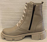 Черевики бежеві жіночі на байці шкіряні від виробника модель ТН21-22, фото 3