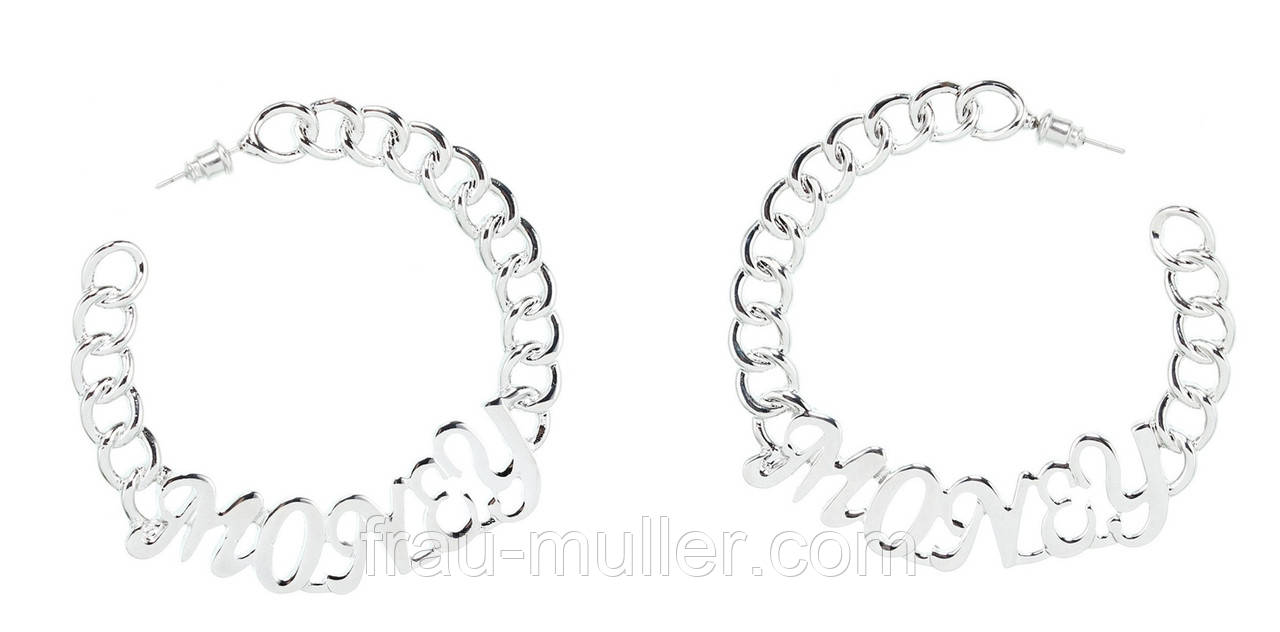 Сережки жіночі сріблясті "Money Earings" NLY, фото 1