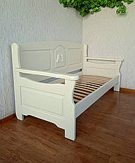 Білий односпальний диван-ліжко з масиву дерева "Орфей Преміум" від виробника 90х200, слонова кістка, фото 3