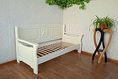 Білий дерев'яний кухонний диван із масиву натурального дерева "Орфей Преміум" від виробника 90х190, слонова кістка