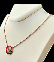 Ланцюжок Stainless Steel. Сталь. Позолота ЧВ. Камені: червоний циркон. Довжина: 41-44 см з кулоном 1,5 см