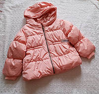 Курточка розовая на девочку с капюшоном 5т весна-осень