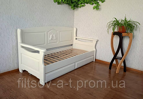 Білий дерев'яний диван-ліжко "Орфей Преміум" з шухлядами з масиву натурального дерева від виробника, фото 2
