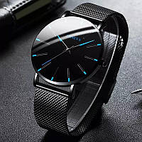 Часы Geneva женские наручные кварцевые с черным металлическим браслетом