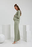 Костюм для вагітних фісташковий штани палаццо + кофта M, фото 4