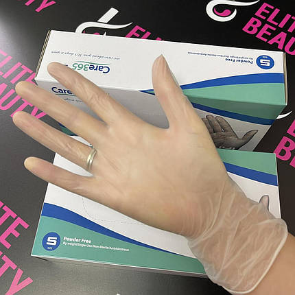 Медичні вінілові рукавички Care 365 S-L 100шт/уп, фото 1