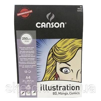 Альбом для маркерів Canson Illustration 250 гр, 21x29,7 см, A4 12 аркушів, фото 1