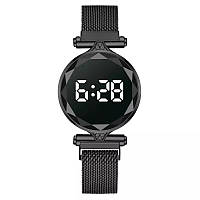 Часы женские Ruiyi наручные кварцевые с металлическим браслетом, магнитной застежкой, черные