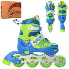 Ролики A 4141-S-BL(31-34) розсув., шнурівка+бакля, ал.рама, кол.ПУ70мм., 1 світло, синій, кор., фото 1