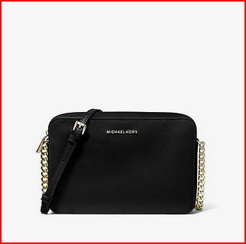 Жіноча сумка кроссбоди Michael Kors Jet Set Large Saffiano Leather Crossbody Bag ОРИГІНАЛ чорна