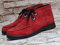 Жіночі замшеві червоні короткі черевики