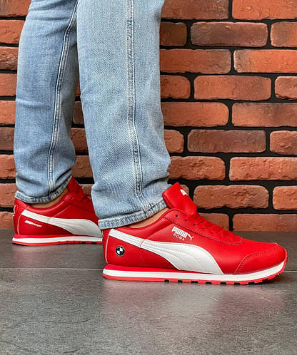 Мужские кроссовки Puma Roma BMW Red White Демисезонные кроссы Пума БМВ ...
