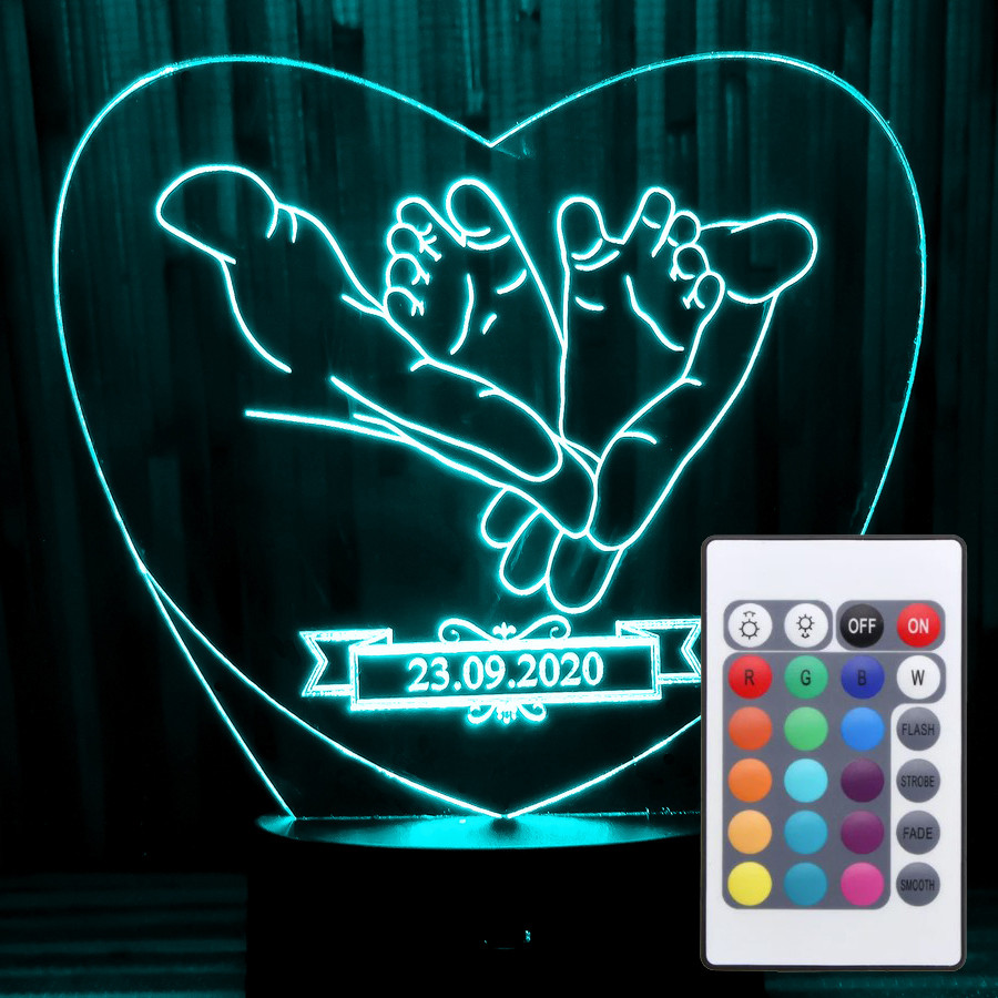 Акриловий світильник-нічник з пультом 16 кольорів подарунок новонародженому tty-n000060