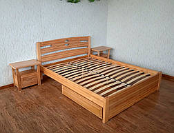 Напівторне ліжко дерев'яне для спальні з масиву дерева від виробника "Сакура", фото 3