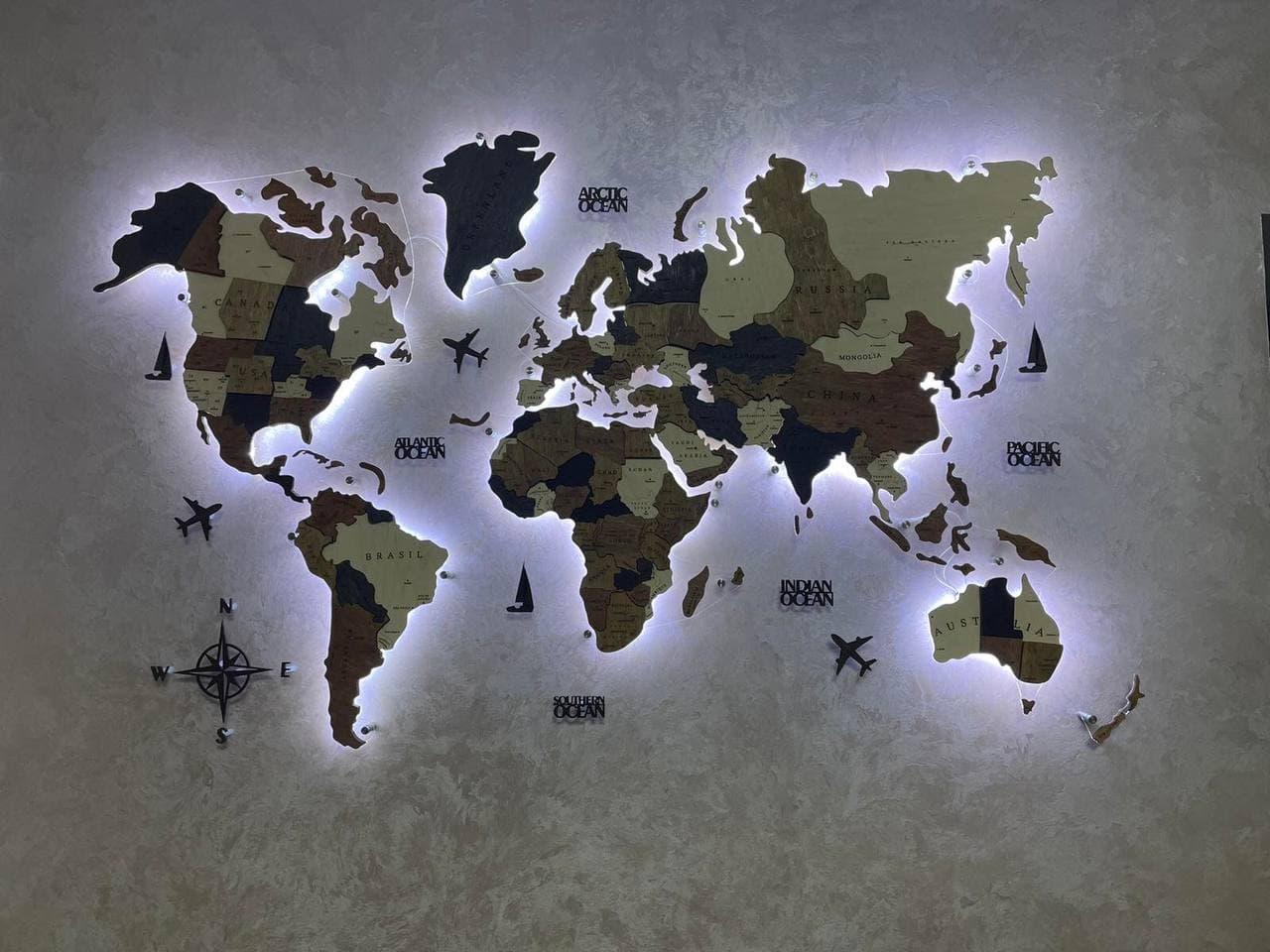 Карта Мира с Подсветкой Led на Стену 100*60 — Купить Недорого на Bigl ...