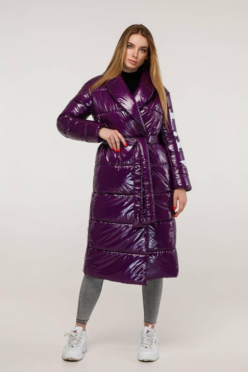 Зимова жіноча лакова куртка фіолетового кольору ПВ-1253 тон 14, розміри 44-58, фото 1