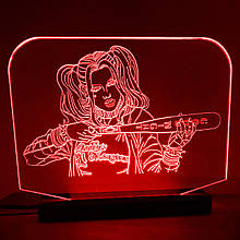 Акриловий світильник-нічник Харлі Квін (Harley Quinn) червоний tty-n000113