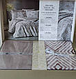 Сатинове постільна білизна, євро розмір, з ромбами, Belizzа, Trigon Bej, Туреччина, фото 4