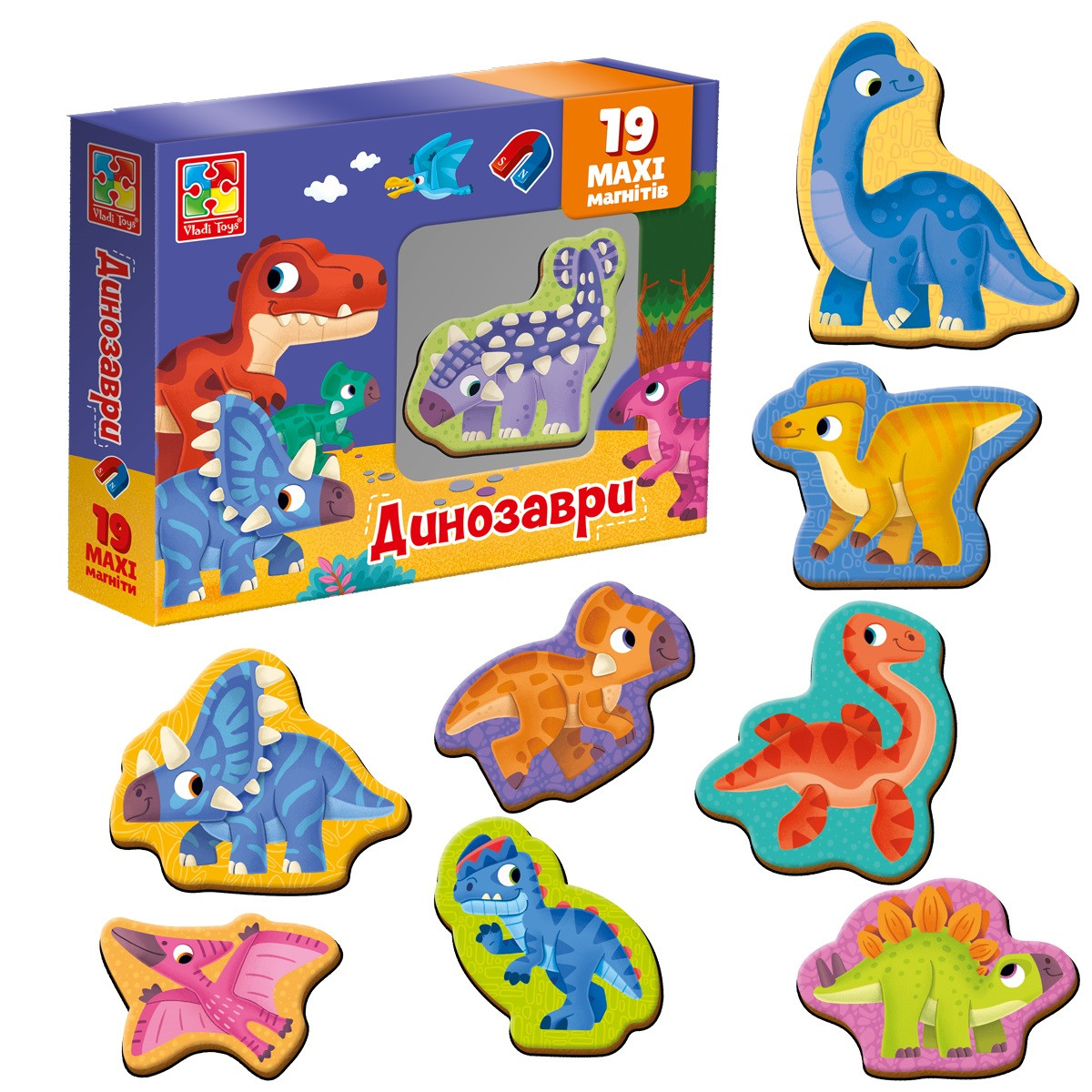 Набір дитячих розвиваючих магнітів Динозаври, VT3106-23