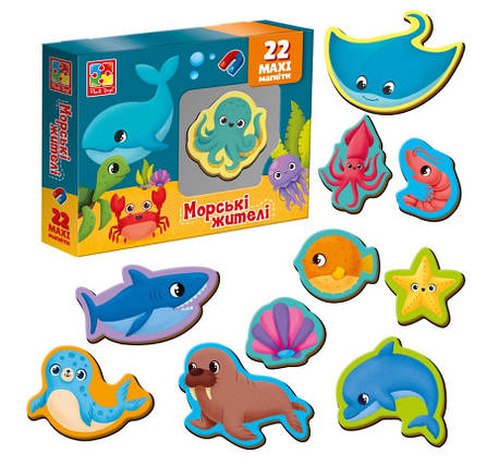 Набір дитячих розвиваючих магнітів Морські мешканці VT3106-27, фото 1