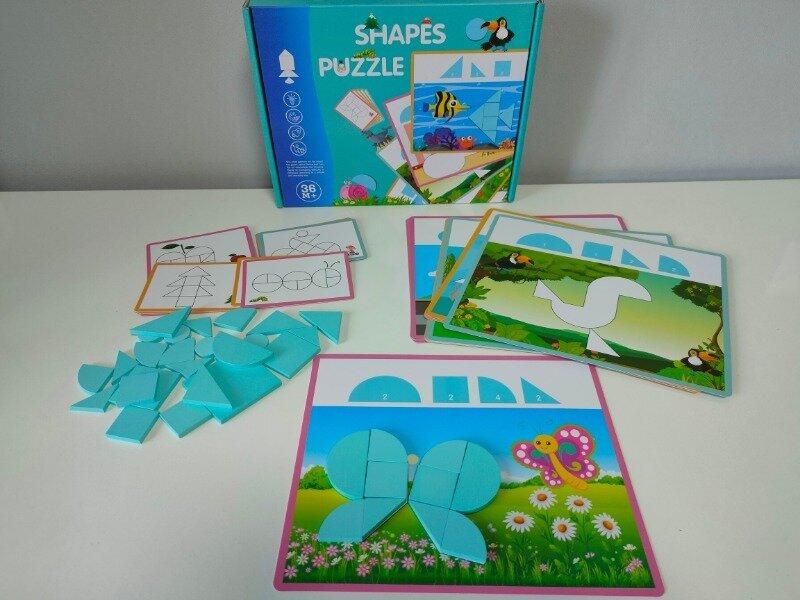 Деревянная мозаика Танграм - пазл Shapes puzzle.