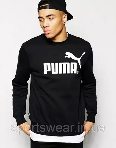 Sweatshirt PUMA чоловічий чорний. Батник, Кофта трикотажна з логотипом Пума, Толстовка Пума Весеняя \ Зимова