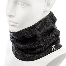 Чоловічий шарф-хомут на флісі Zolly ZH89 чорний із сірим