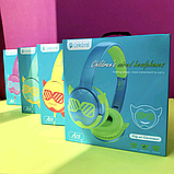 Навушники дитячі дротові Celebrat A25 3.5 мм складні блакитно-жовті (салатові), фото 7