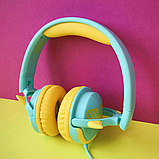 Навушники дитячі дротові Celebrat A25 3.5 мм складні блакитно-жовті (салатові), фото 5