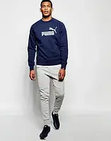Толстовка PUMA Sweatshirt Світшот  Чоловічий синій трикотажний. Батник Кофта спортивна з логотипом Пума Пуловер