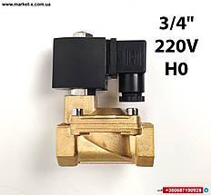 3/4 дюйми нормально відкритий 220V соленоїдний електромагнітний клапан пілотного типу для води газу масла, фото 2