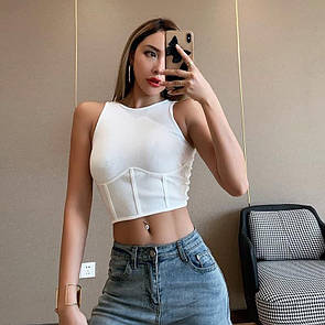 Корсетний топ білого кольору без рукава (р. 42-44) 83ma585