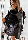 Демісезонна куртка жіноча з стьобаної лакової плащової тканини з тканинними рукавами (р. 42-48) 4001642, фото 3