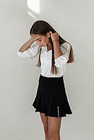 Плиссированная юбка тенниска для девочки синяя и черная 134-158