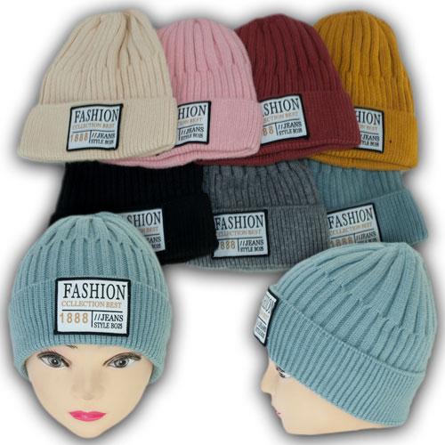 ОПТ В'язані дитячі шапки з закотом, р. 50-52 (5 шт./набір), фото 1