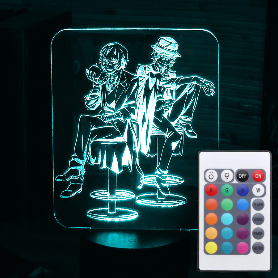 Світильник-нічник 3d з пультом 16 кольорів Дазай Чуя (Dazai and Chuuya) AVA-000629