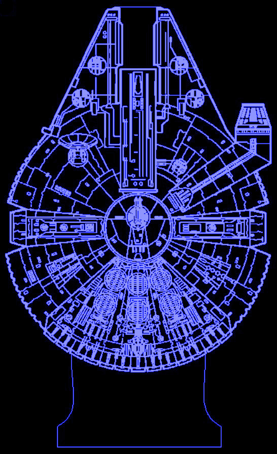Світильник-нічник 3d Тисячолітній сокіл (Millennium Falcon) синій AVA-000722