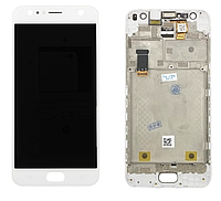 Дисплей (экран) для Asus ZenFone 4 Selfie ZD553KL + тачскрин, белый, с передней панелью