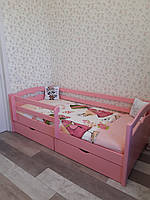Односпальная кровать-тахта "Лика" розовая, массив ольхи