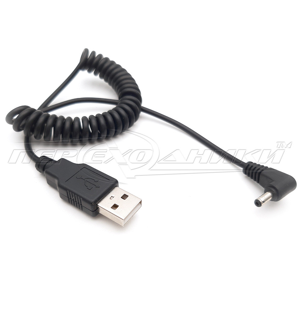 Кабель живлення USB to DC 3.5x1.35 мм, кручений 1.2 м, кут