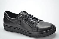 Мужские спортивные туфли кожаные кеды черные Extrem 532