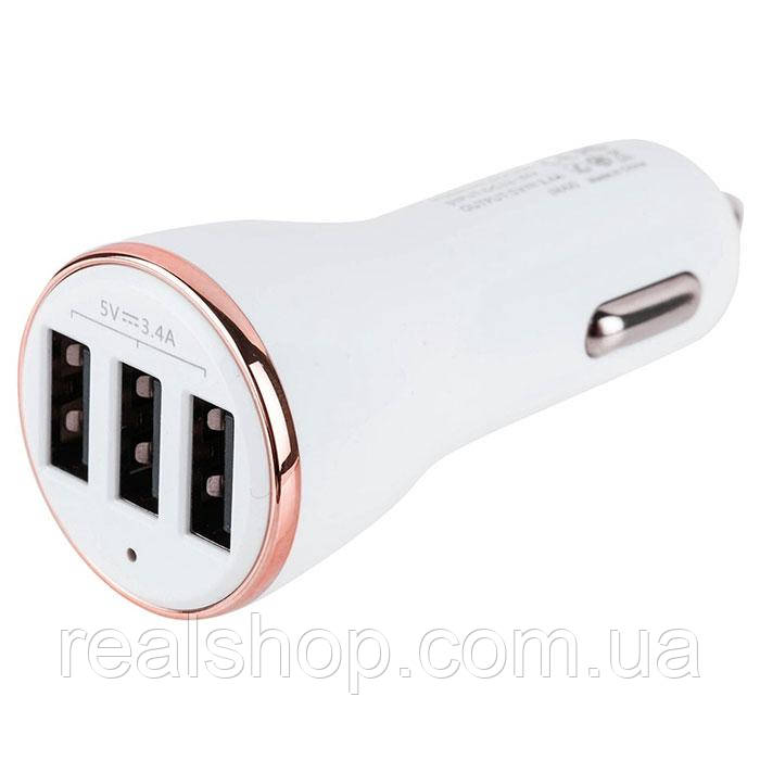 Автомобільний зарядний пристрій REMAX 3.4 A 3 USB Car Charger Dolfin RCC303 Rose Gold АЗП