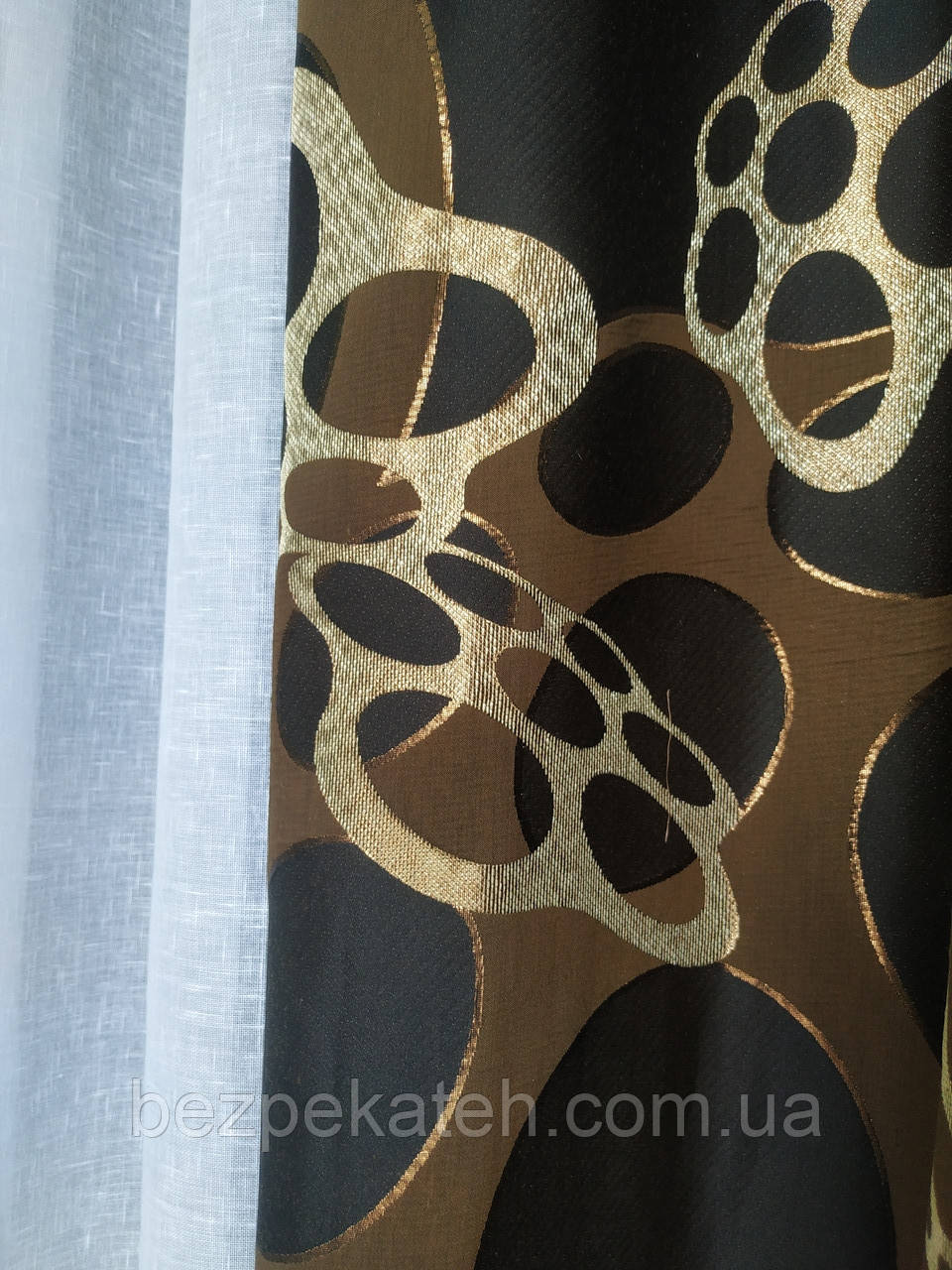 Стильні штори. Чорні штори. Коричневі штори. Штори в зал. Штори в спальню. Штори абстракція. Модні штори, фото 1