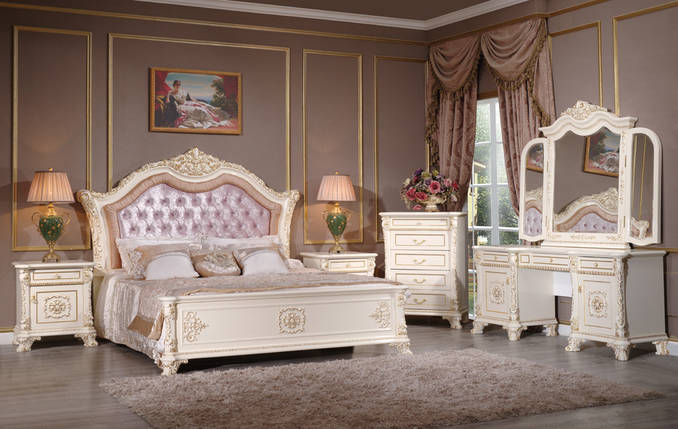 Розкішна біла із золотом спальня 180x200 JOSS Абігаль, фото 1