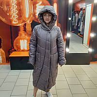 Женская длинная куртка пальто капучино зимняя