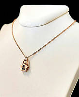 Ланцюжок Stainless Steel. Сталь. Позолота ЧВ. Камені: циркон. Довжина: 41-45 см з кулоном 1,2 см