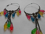 Сережки-кільця з кольоровими намистом Індія, фото 2