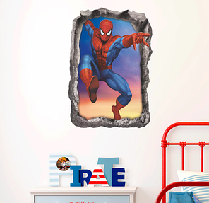Дитячі наклейки на стіну, двері, шафу, вікна "Людина-павук Spider-Man" (лист 50*70 см), фото 1