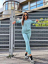 Крутий костюм-трійка штани з високою талією й укорочений топ і кофта на блискавці, фото 3