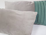 Комплект подушок оксамит зелені із сірим, 2 шт., фото 2